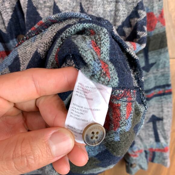 Weatherproof Mens Shacket Gray Multicolored Aztec Full Zip Collared Tribal M - Picture 7 of 13